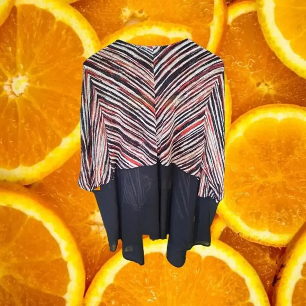 Catherines Orange,‎ Black and White Striped Light Sweater Size 14/16